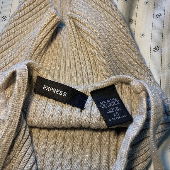 Express turtleneck sleeveless sweater open back ribbed cotton metallic blend XS - Picture 5 of 5
